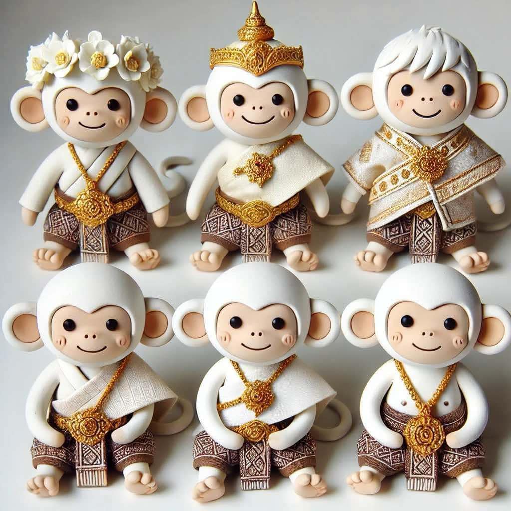 ตุ๊กตาลิงเรซิ่นผสมดินสอพอง